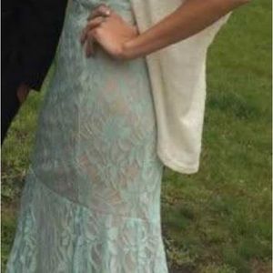 Blue with tan undertone mermaid prom dress
